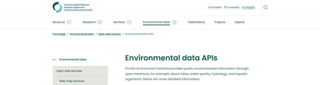 Suomen ympäristökeskus (SYKE) – API:t