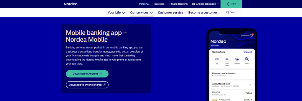 Nordea Mobile - mobiilipankkisovellu
